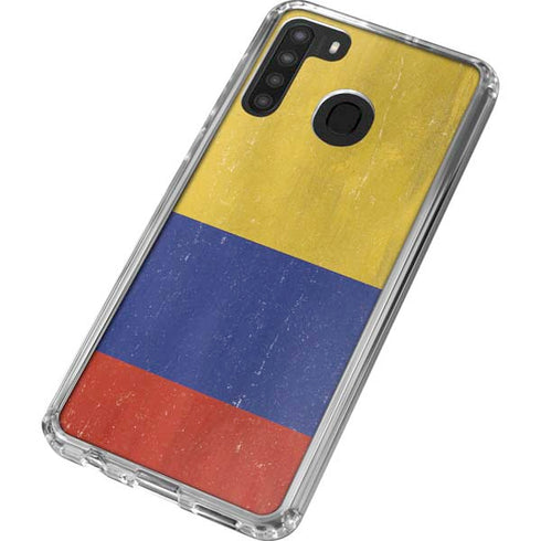 Colombia Flag Distressed Galaxy A21 Clear Case